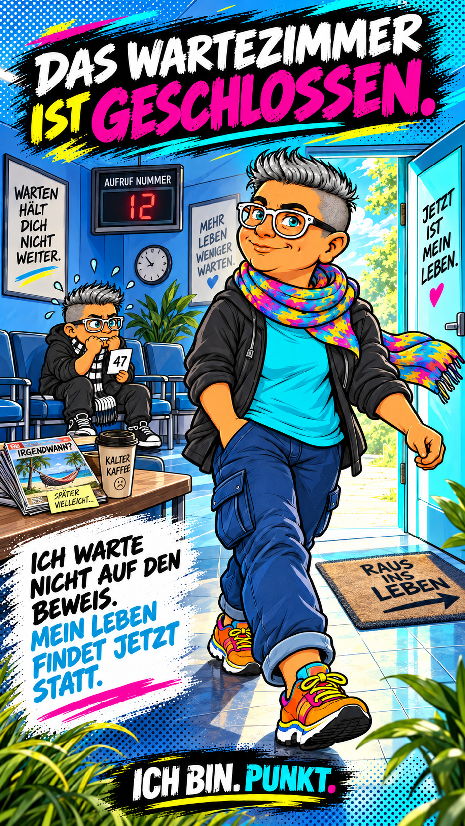 Sabrina verlässt selbstbewusst das innere Wartezimmer und geht ins Leben